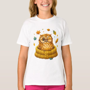 Cute Cosy Fall Owl Yellow Sweater Autumn Leaves Ki