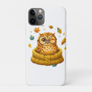 Cute Cosy Fall Owl Yellow Sweater Autumn Leaves Ki Case-Mate iPhone Case