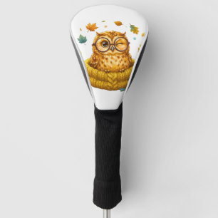 Cute Cosy Fall Owl Yellow Sweater Autumn Leaves Ki Golf Head Cover