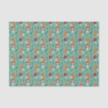 Cute Cosy Fox with Mushrooms. Tissue paper.