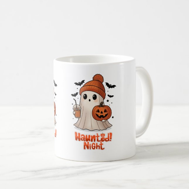 Cute Cosy Ghost Halloween Coffee Mug (Front Right)
