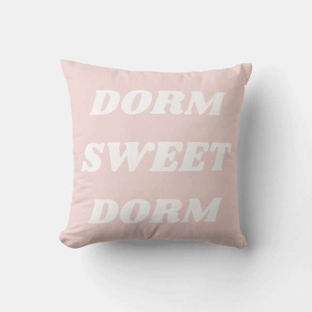 Cute Cosy Pink White College Dorm Minimalist Quote Cushion (Front)