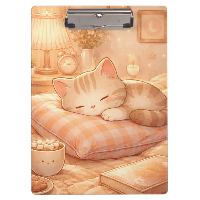 Cute Cosy Sleeping Cat Clipboard (Front)