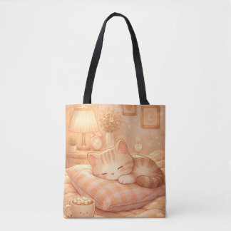 Cute Cosy Sleeping Cat Tote Bag