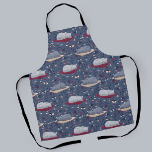 Cute & Cosy Sleepy Cat Dreams Pattern Apron