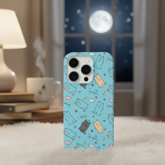 Cute & Cosy Sleepy Cat Dreams Pattern iPhone case (Creator Uploaded)
