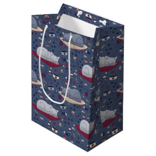Cute & Cosy Sleepy Cat Dreams Pattern Medium Gift Bag