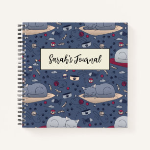 Cute & Cosy Sleepy Cat Dreams Pattern Notebook