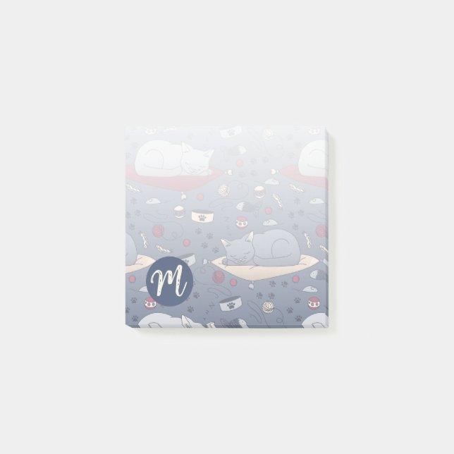 Cute & Cosy Sleepy Cat Dreams Pattern  Post-it Notes (Front)