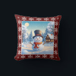 Cute Cosy Vintage Winter Snowman Merry Christmas Cushion<br><div class="desc">Funny Snowman</div>