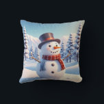 Cute Cosy Vintage Winter Snowman Merry Christmas  Cushion<br><div class="desc">Snowman</div>