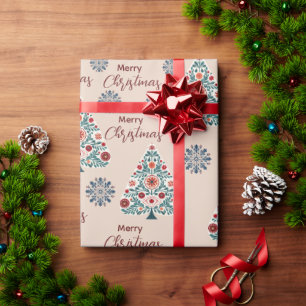 Cute cosy Whimsical Scandinavian trees Wrapping Paper