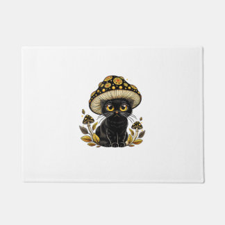 Cute Cottagcore Cat Mushroom Hat Vintage Grunge Ae Doormat
