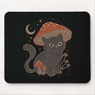 Cute Cottagcore Cat Mushroom Hat Vintage Grunge Ae Mouse Pad