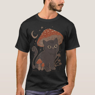 Cute Cottagcore Cat Mushroom Hat Vintage Grunge Ae T-Shirt