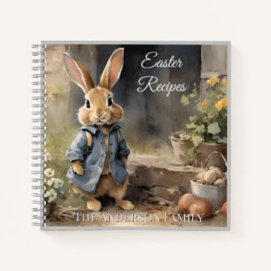 Cute Cottage Style Bunny Easter Family Recipe Notebook