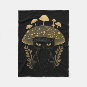 Cute Cottagecore Aesthetic Cat Mushroom Women Kids Fleece Blanket