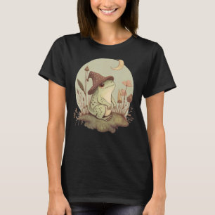 Cute Cottagecore Aesthetic Frog Mushroom Moon Witc T-Shirt