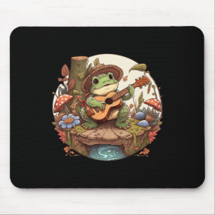 Cute Cottagecore Aesthetic Frog Playing Banjo on M Mouse Pad