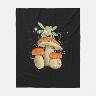 Cute Cottagecore Aesthetic Mushroom Frog Goblincor Fleece Blanket