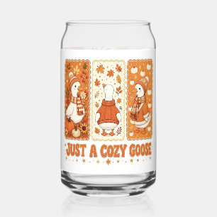 Cute Cottagecore Fall Just A Cosy Goose Can Glass