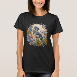 Cute Cottagecore Floral Blue jay Aesthetic Women G T-Shirt