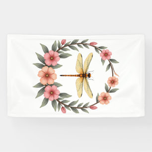 Cute Cottagecore Floral Dragonfly Aesthetic Girls Banner