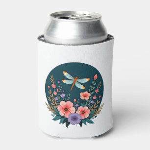 Cute Cottagecore Floral Dragonfly Aesthetic Girls  Can Cooler