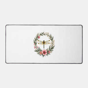 Cute Cottagecore Floral Dragonfly Aesthetic Girls  Desk Mat