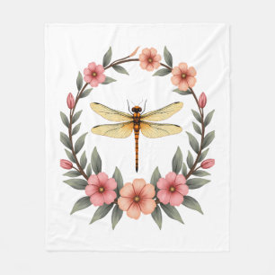 Cute Cottagecore Floral Dragonfly Aesthetic Girls Fleece Blanket