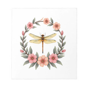 Cute Cottagecore Floral Dragonfly Aesthetic Girls Notepad