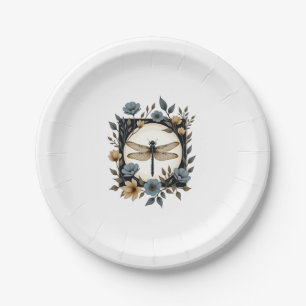 Cute Cottagecore Floral Dragonfly Aesthetic Girls Paper Plate