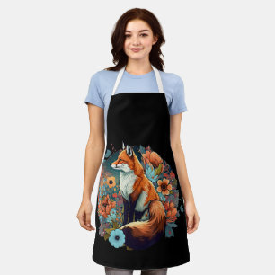 Cute Cottagecore Floral Fox Aesthetic Girls Women Apron