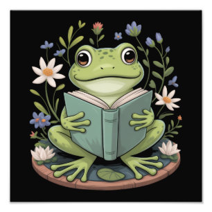 Cute Cottagecore Floral Frog Aesthetic Nature Photo Print