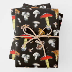 Cute Cottagecore Forest Mushrooms Wrapping Paper Sheet