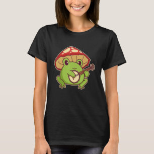 Cute Cottagecore Frog With Toadstool Mushroom Hat  T-Shirt