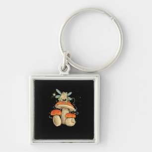 Cute Cottagecore Mushroom Frog Goblincore Style Key Ring