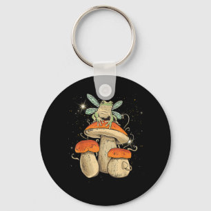 Cute Cottagecore Mushroom Frog Goblincore Style Key Ring