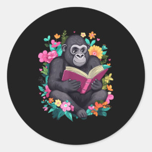 Cute Cottagecore Valentines Gorilla Graphic Girls  Classic Round Sticker