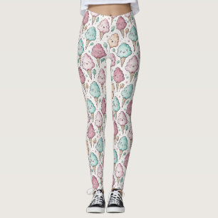 Cute cotton candy kawaii pattern leggings