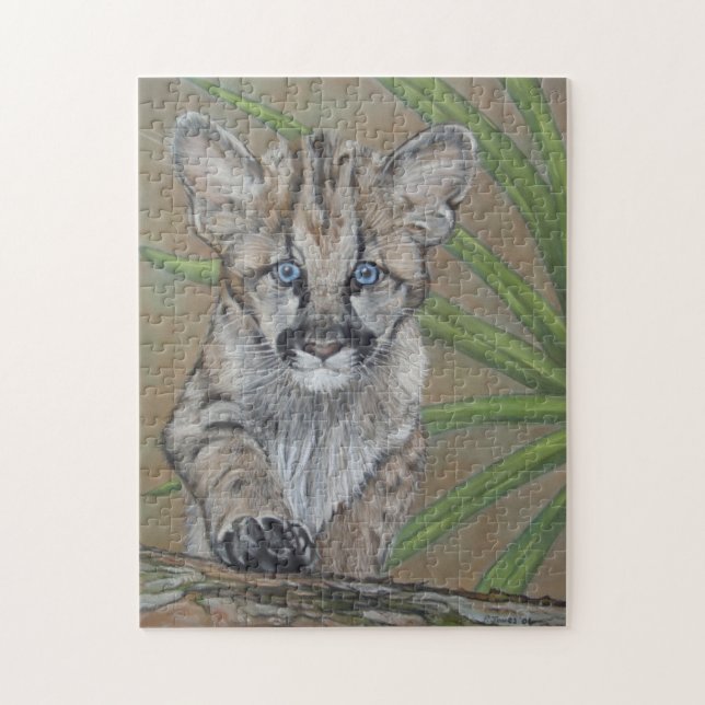 cute cougar kitten big cat wildlife jigsaw puzzle (Vertical)