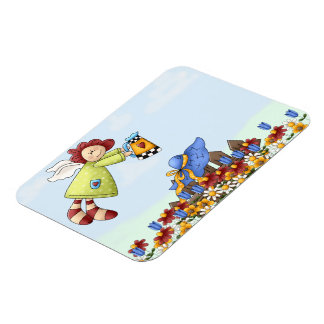 Cute Country Angel Watering Flowers Magnet