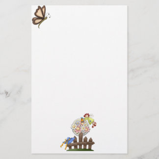 Cute Country Angel Watering Flowers Stationery