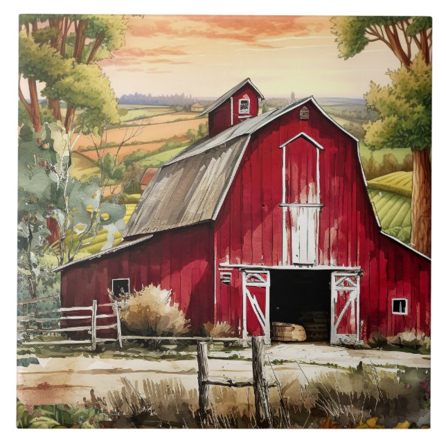 cute Country barn lovers Tile (Front)
