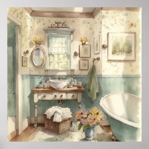 cute Country bathroom lovers  Poster