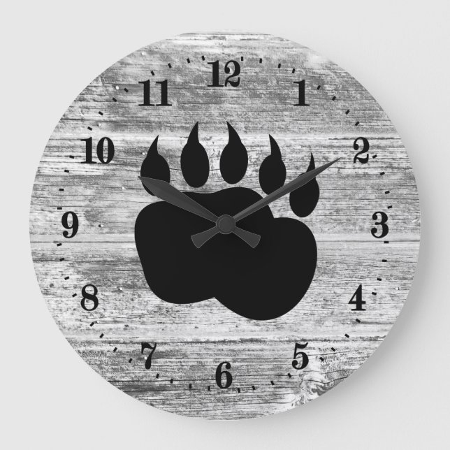 Cute Country bear paw cabin Large Clock (Front)