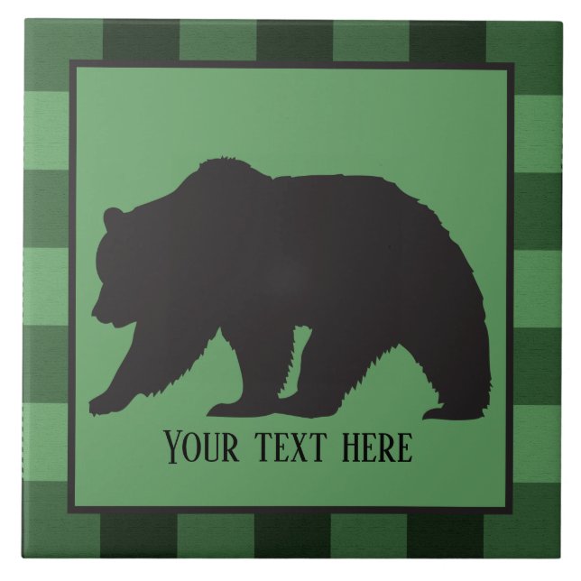 cute Country Black bear add text Tile (Front)