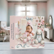 Cute Country Bunny Floral Baby Photo Book