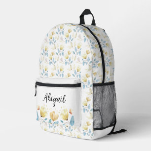 Cute Country Chic Watercolor Floral Personalized Printed Backpack