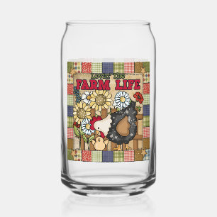 Cute Country chicken farm life farmhouse Can Glass